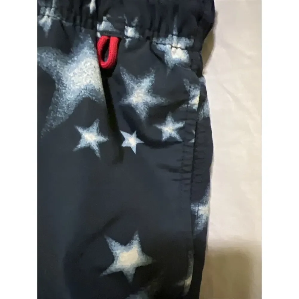Lands End Men's Swim Short Trunks Sz XL Blue, Red, White Stars Liner & Pockets